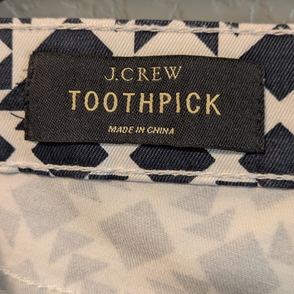J.Crew Toothpick Black and White Patterned Pants 27 Ankle - Picture 5 of 6
